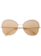 Chanel Eyewear Pearl Trim Sunglasses - Brown