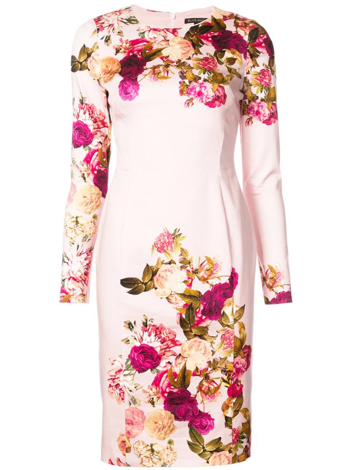 Black Halo Floral Print Fitted Dress - Pink & Purple