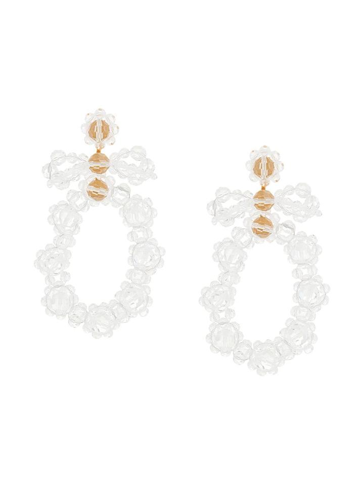 Simone Rocha Beaded Hoop Earring - White