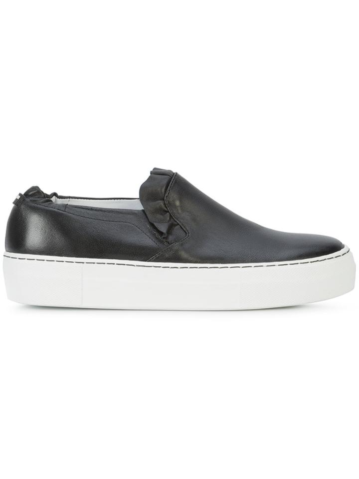 Jil Sander Navy Ruffle Trim Slip-on Sneakers - Black