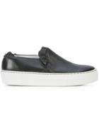 Jil Sander Navy Ruffle Trim Slip-on Sneakers - Black