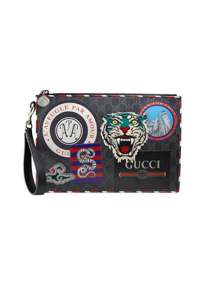 Gucci Night Courrier Gg Supreme Pouch - Black