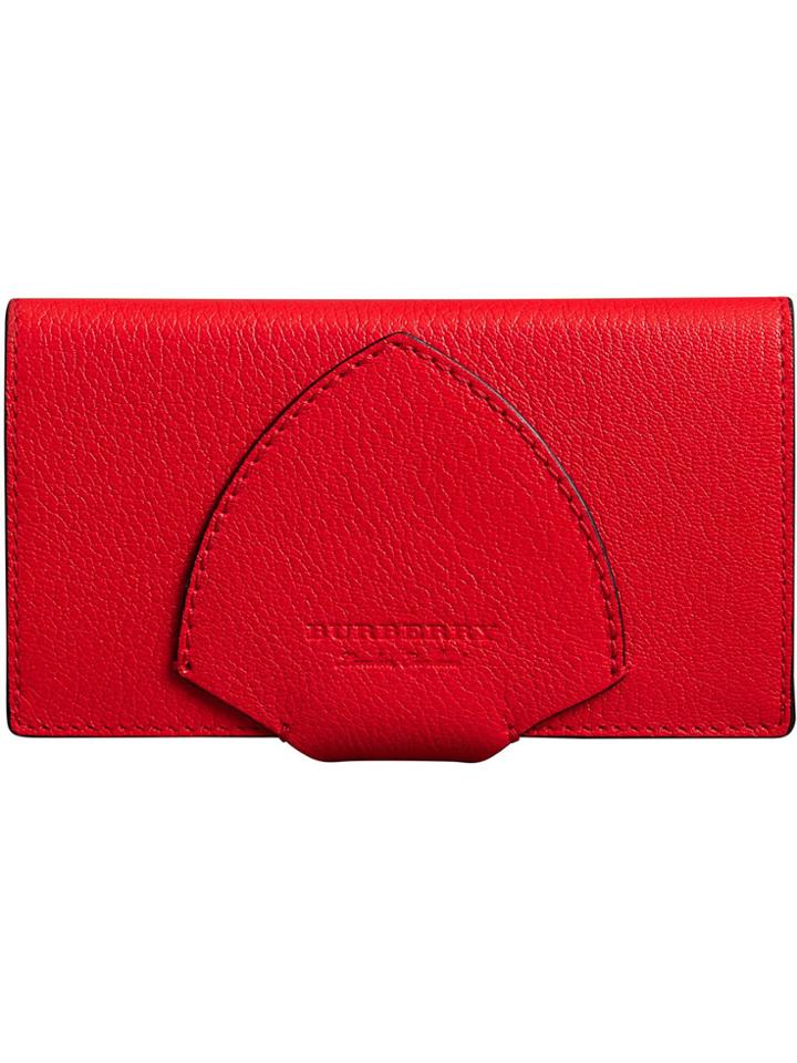 Burberry Equestrian Shield Two-tone Leather Continental Wallet - Red