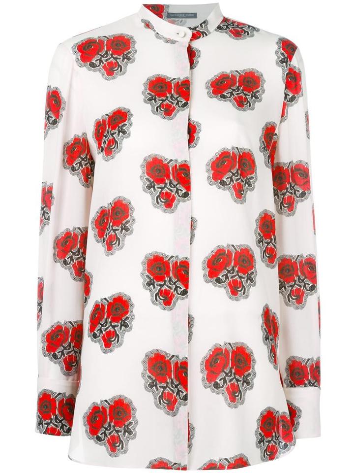 Alexander Mcqueen Rose Print Shirt, Women's, Size: 44, Nude/neutrals, Silk