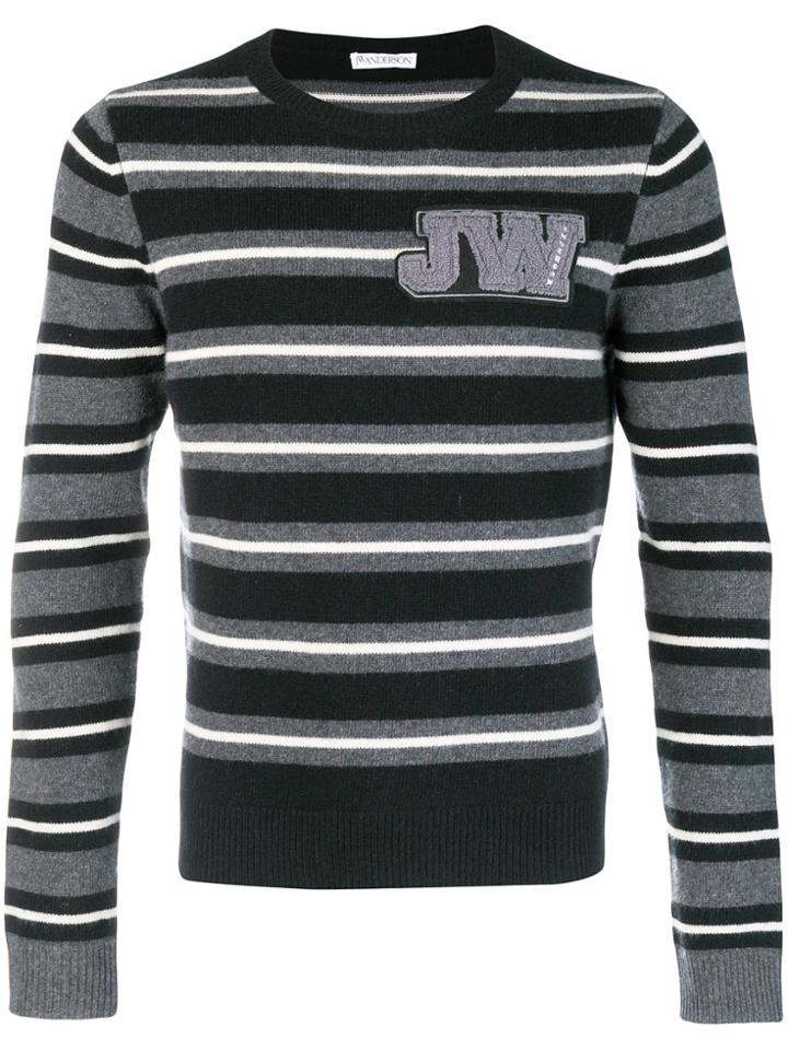 Jw Anderson Striped Crew Neck Jumper - Black