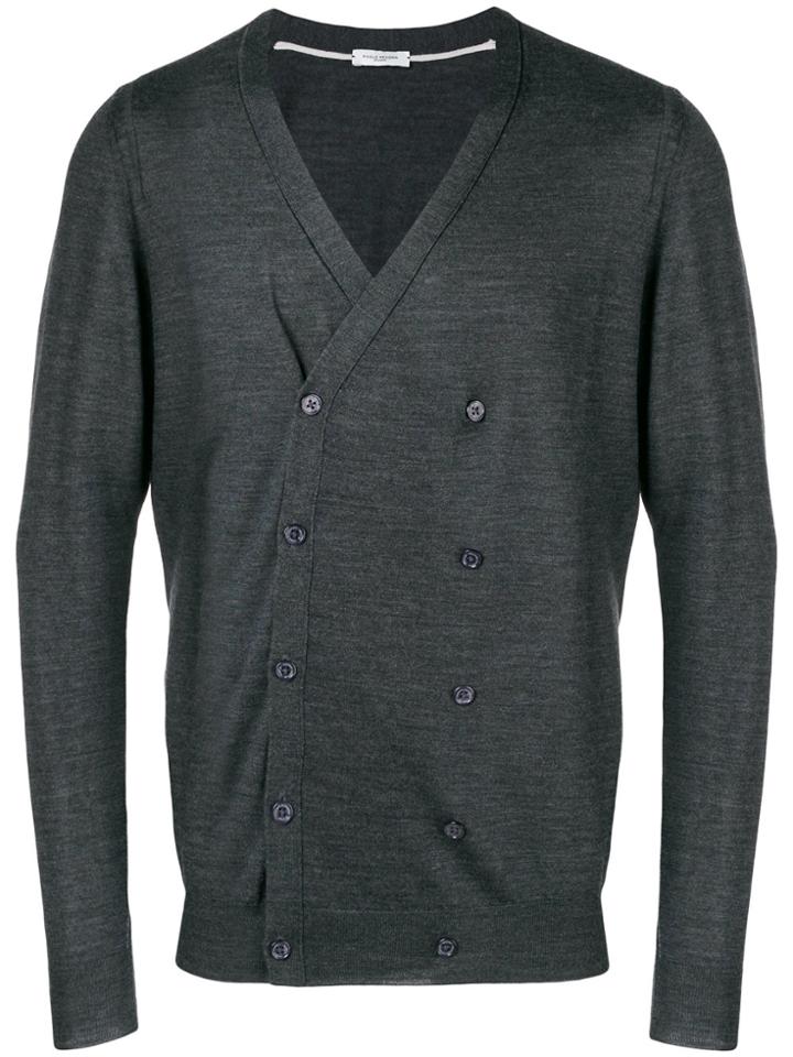 Paolo Pecora Double Breasted V-neck Cardigan - Grey