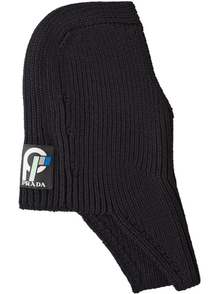 Prada Ribbed Cable Tube Scarf - Black