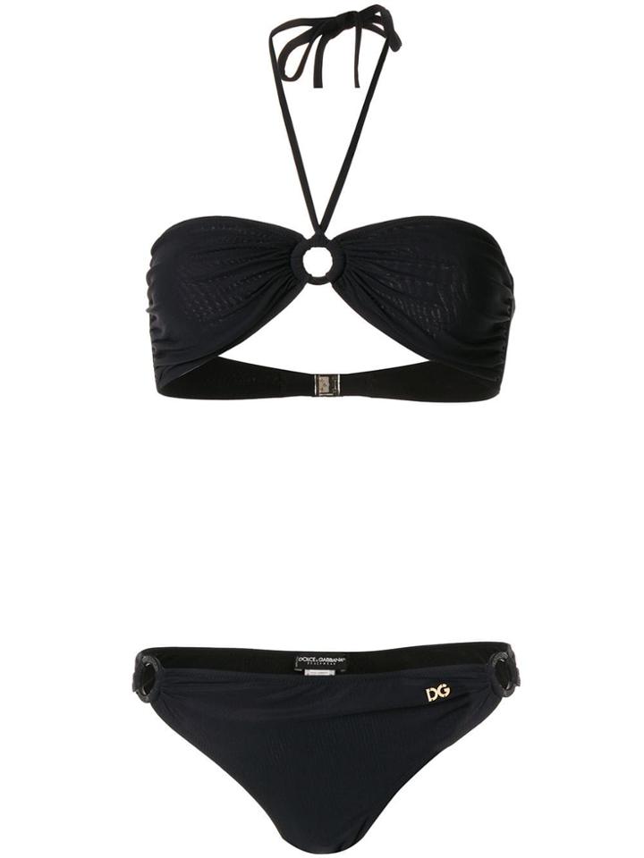 Dolce & Gabbana Logo Plaque Bandeau Bikini - Black