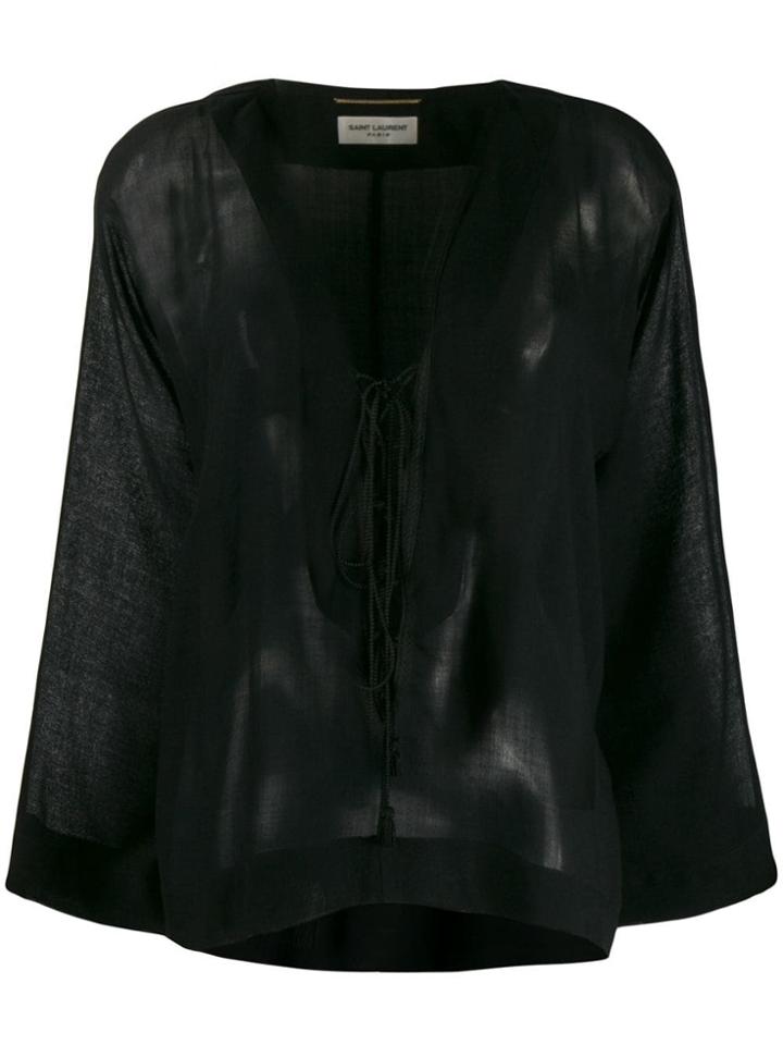 Saint Laurent Long-sleeve Flared Top - Black