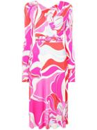 Emilio Pucci Rivera Print Belted Wrap Dress - Pink