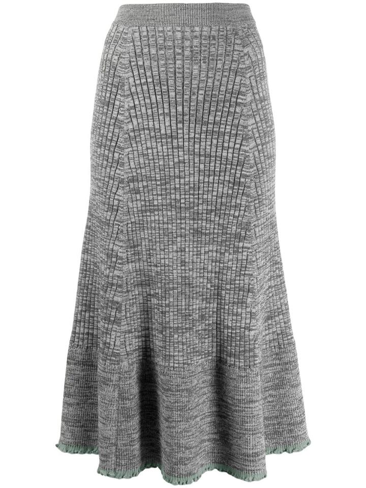 Jil Sander Ruffle Knitted Midi Skirt - Grey