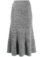 Jil Sander Ruffle Knitted Midi Skirt - Grey