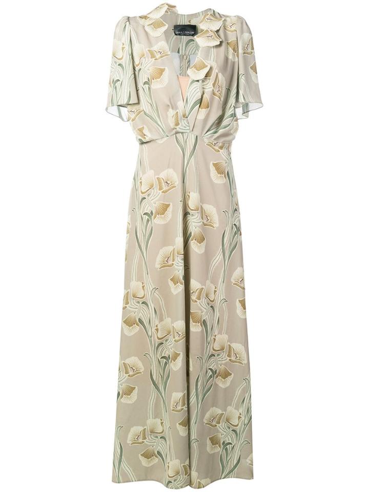 Erika Cavallini Floral Print Maxi Dress - Nude & Neutrals