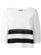D.exterior Ribs Detail Striped Top, Women's, Size: Xs, White, Polyester/viscose