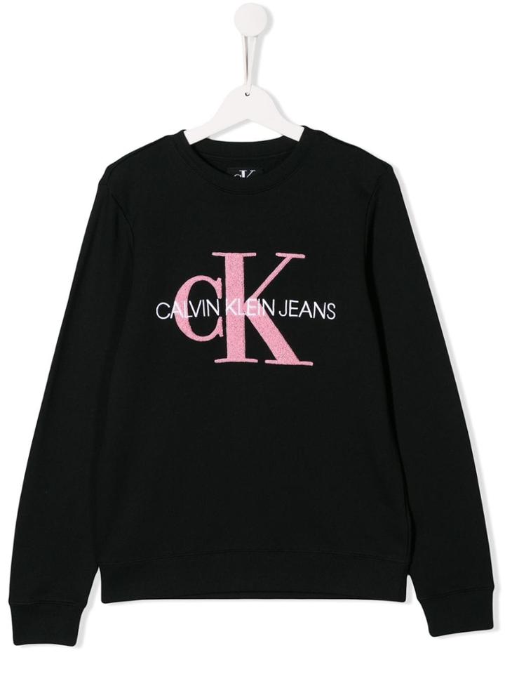 Calvin Klein Kids Crew Neck Logo Sweatshirt - Black
