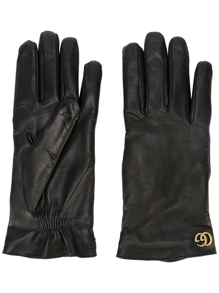 Gucci Gg Gloves, Men's, Size: 8.5, Black, Lamb Skin/cashmere