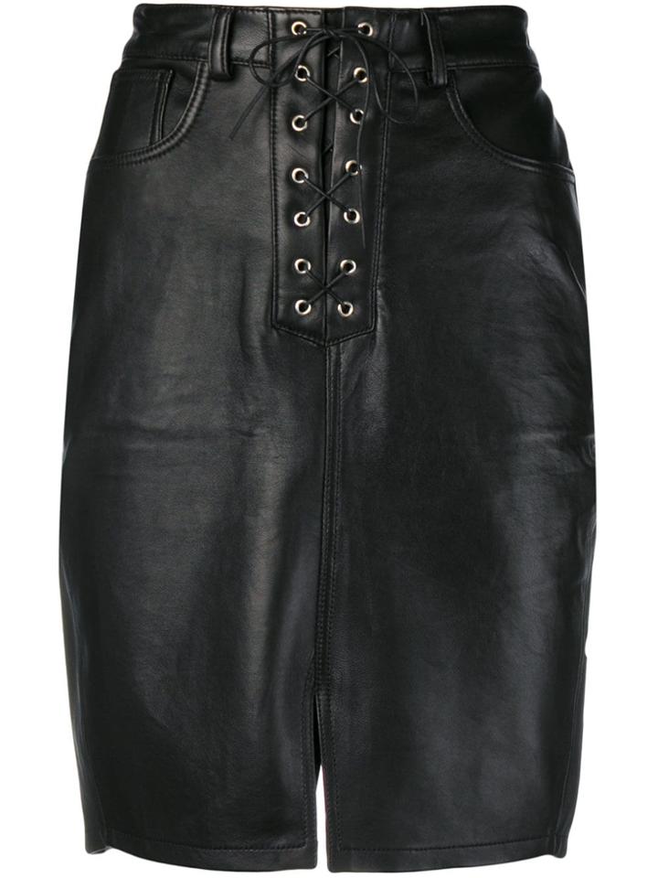 Zoe Karssen Lace-up Front Pencil Skirt - Black