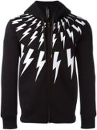 Neil Barrett 'lightning Bolt' Hoodie, Men's, Size: Xs, Black, Cotton/polyurethane/spandex/elastane/viscose