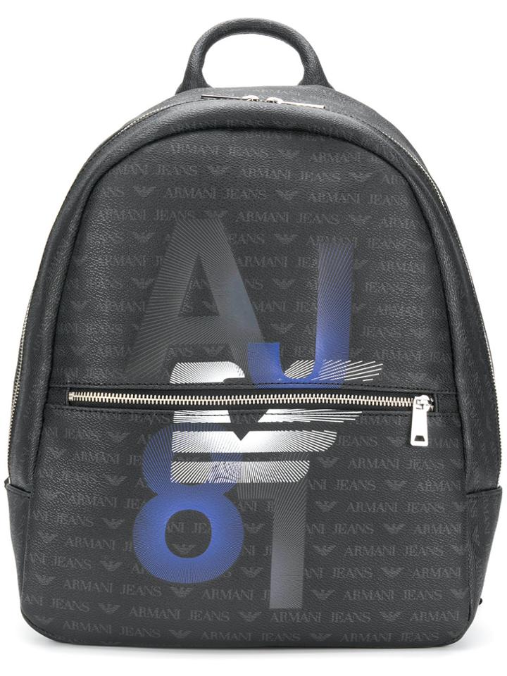 Armani Jeans Logo Print Backpack - Black