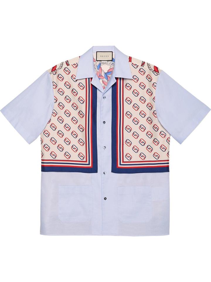 Gucci Oxford Cotton And Silk Bowling Shirt - Blue