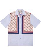 Gucci Oxford Cotton And Silk Bowling Shirt - Blue