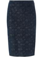 Romeo Gigli Vintage Glitter Pencil Skirt, Women's, Size: 42, Blue