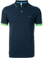 Sun 68 Small Sleeve And Collar Detail Righe Fluo Polo Shirt, Men's, Size: Xxl, Blue, Cotton/spandex/elastane