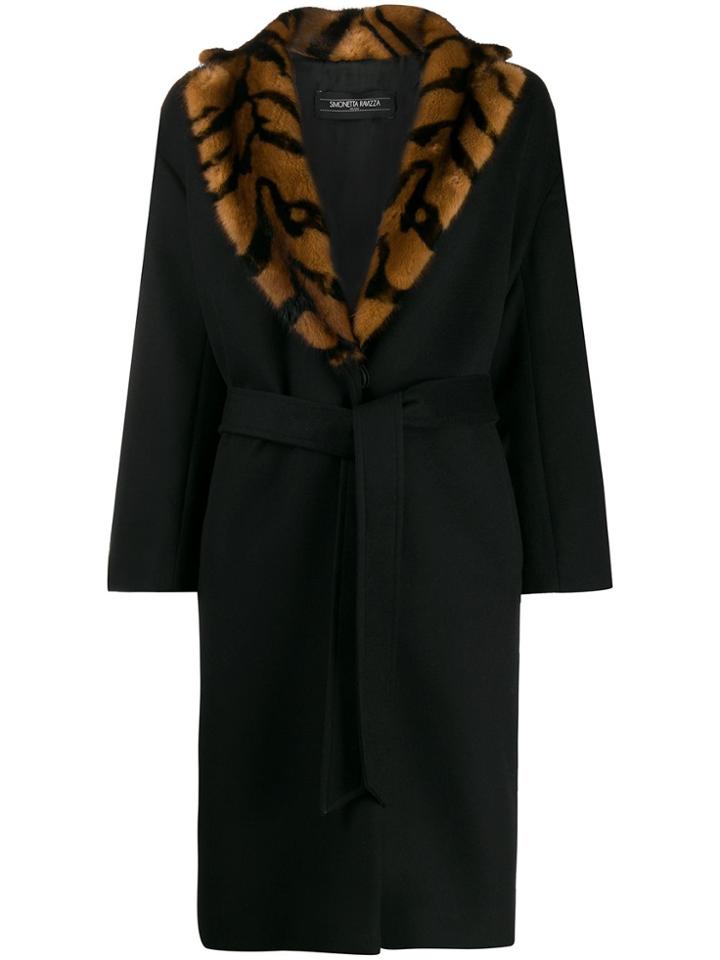 Simonetta Ravizza Ceci Contrast Collar Coat - Black