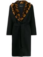 Simonetta Ravizza Ceci Contrast Collar Coat - Black