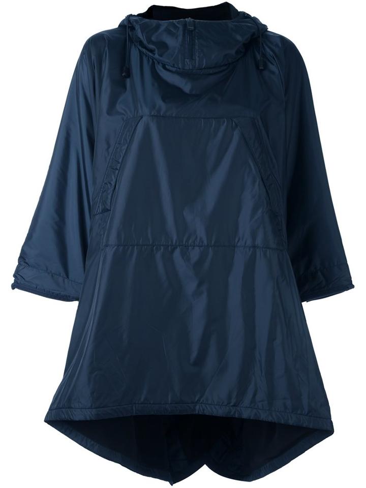 Aspesi Hooded Rain Poncho, Women's, Blue, Polyamide/polyester