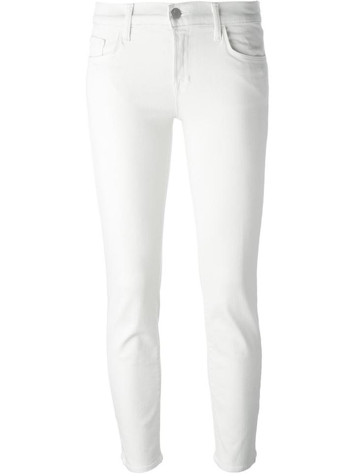 J Brand Cropped Rail Jeans, Women's, Size: 27, White, Cotton/polyester/spandex/elastane