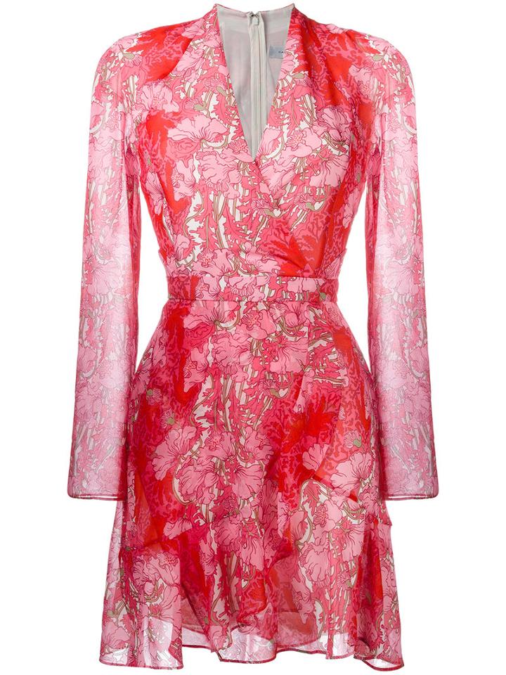 Carven Floral Print Dress, Women's, Size: 34, Red, Polyester/acetate/silk