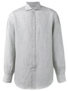 Brunello Cucinelli Striped Shirt, Men's, Size: Xxl, Grey, Cotton/linen/flax