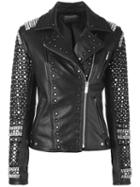 Amen - Embellished Jacket - Women - Cotton/leather/acetate/cupro - 44, Black, Cotton/leather/acetate/cupro