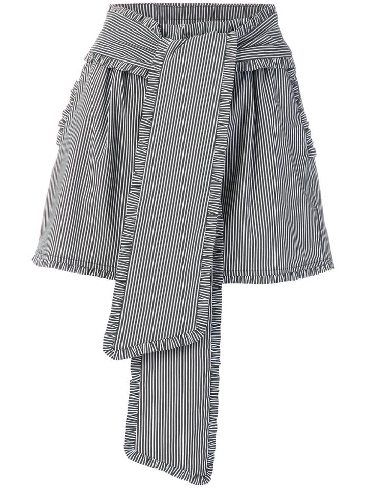 Msgm Striped High Waisted Shorts - Black