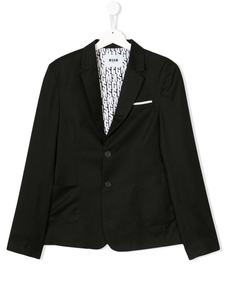 Msgm Kids Teen Buttoned Blazer - Black