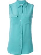Equipment Sleeveless Shirt, Women's, Size: M, Blue, Silk