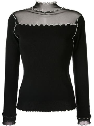 Tu Es Mon Trésor Mesh Top - Black
