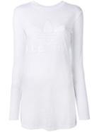 Adidas Logo Print Long Top, Women's, Size: 44, White, Polyester/viscose