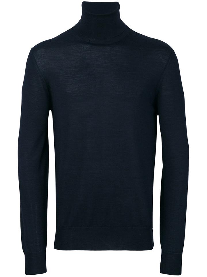 Jil Sander - Turtle Neck Jumper - Men - Silk/virgin Wool - 48, Blue, Silk/virgin Wool