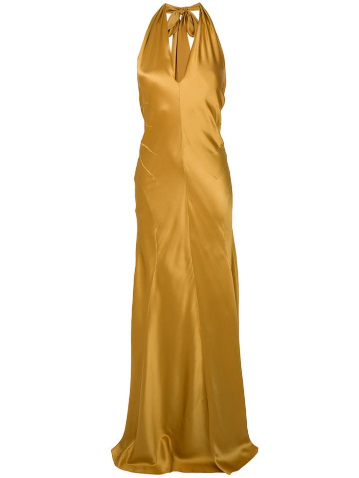 Alberta Ferretti Halter-neck Flared Dress - Yellow & Orange