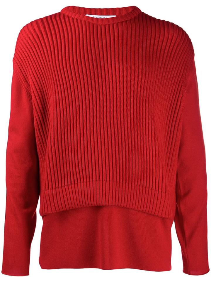 Givenchy Ribbed Logo Stripe Jumper - Red