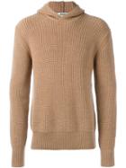 Msgm Ribbed Pullover Hoodie, Men's, Size: Large, Brown, Virgin Wool