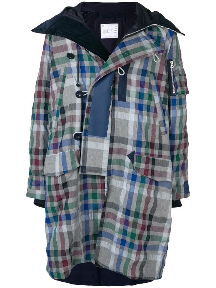 Sacai Checked Coat - Multicolour