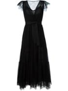Blugirl Lace Sleeve Tulle Long Dress, Women's, Size: 42, Black, Polyamide/polyester
