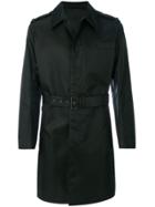 Prada Belted Gabardine Trench Coat - Black
