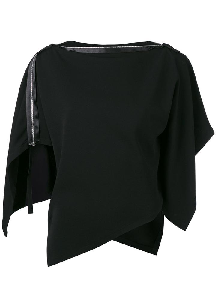 Issey Miyake - Flat Zip Blouse - Women - Polyester/triacetate - 2, Black, Polyester/triacetate