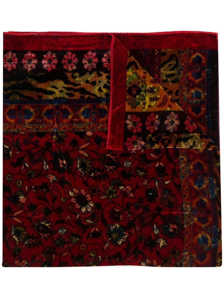 Etro Printed Velvet Scarf - Red