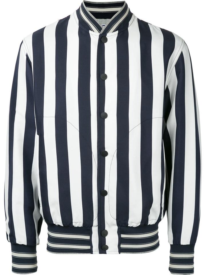 Andrea Pompilio - Knstrit Striped Bomber Jacket Jacket Multi Marina - Men - Cotton/viscose - 48, White, Cotton/viscose