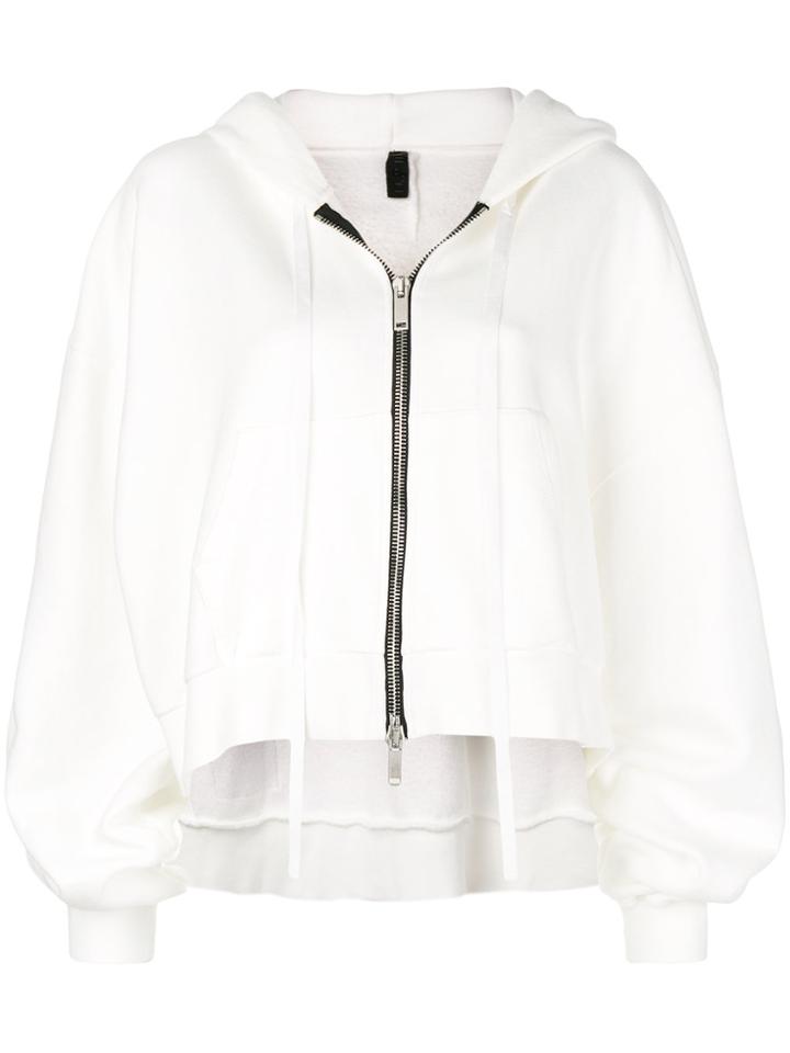 Unravel Project Zipped Hooded Sweatshirt - White